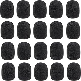 AMIJOUX 20 Pcs Microphone Sponge Foam Cover, Black High Density Mini Foam Sponge Headphone Mic Protective Covers Microphone Windscreen for Various Headset Microphones Noise Reduction Shield Protection