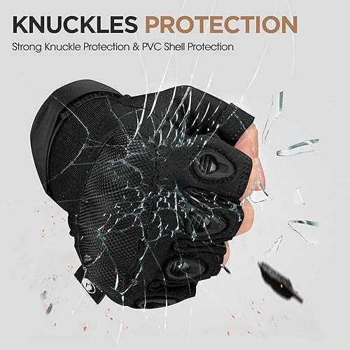 Miniatura 3 de Mossy Oak Guantes tácticos sin dedos, guantes de ciclismo con nudillos duros para entrenamiento de deportes al aire libre, paintball, caza, ciclismo