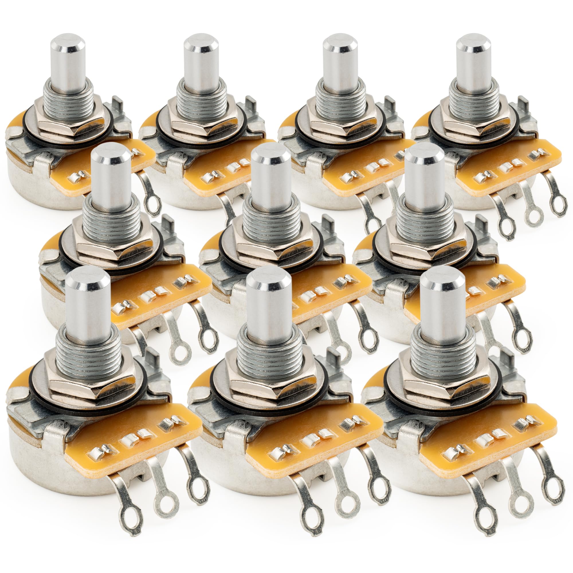 CTS 450 A250K Pots Solid Standard Shaft 3/8 Inch 10% Audio Taper Potentiometers for Electric Guitar Bass (Set of 10)