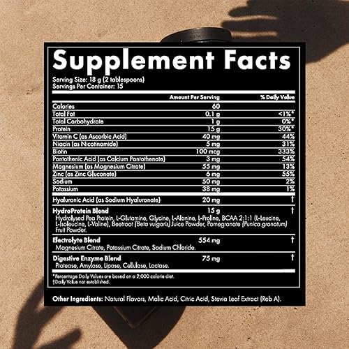 Miniatura 3 de WelleCo HydroProtein Elixir, polvo de electrolito de potasio con 0.55 onzas de proteína vegana para energía, cabello saludable, piel y uñas,