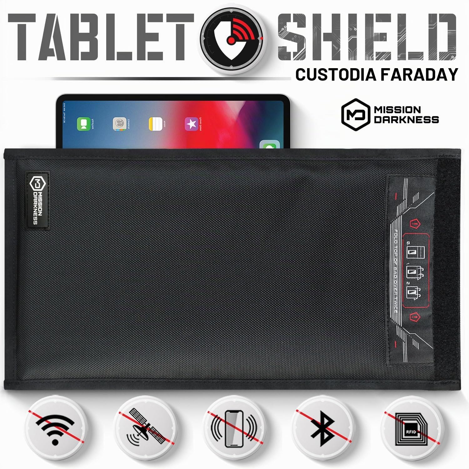 Mission Darkness Non-Window Faraday Bag for Tablets // Device Shielding for Law Enforcement, Military, Executive Privacy, EMP Protection, Travel & Data Security, Anti-hacking & Anti-tracking Assurance