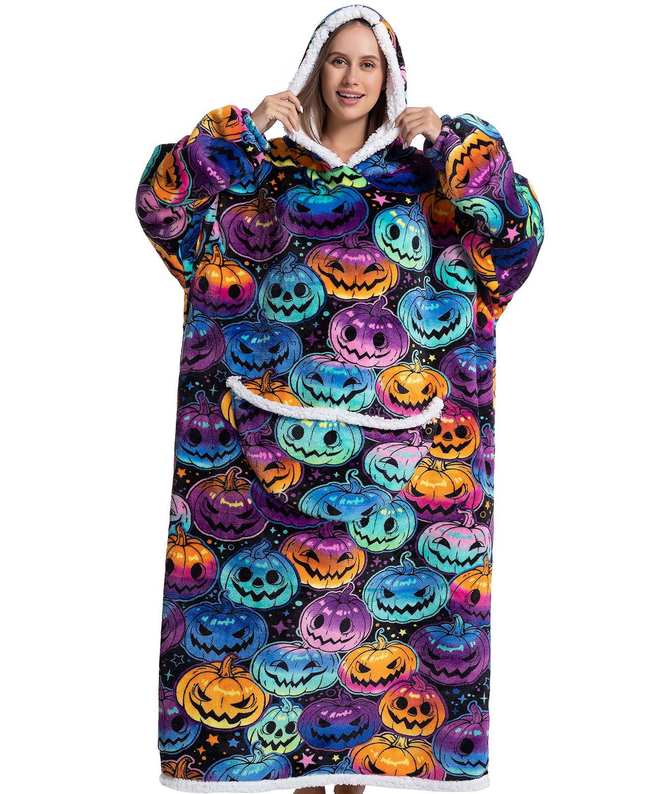 Oversized Hoodie Blanket with Giant Pocket Sweatshirt Blanket for Women Men One Size Fit All