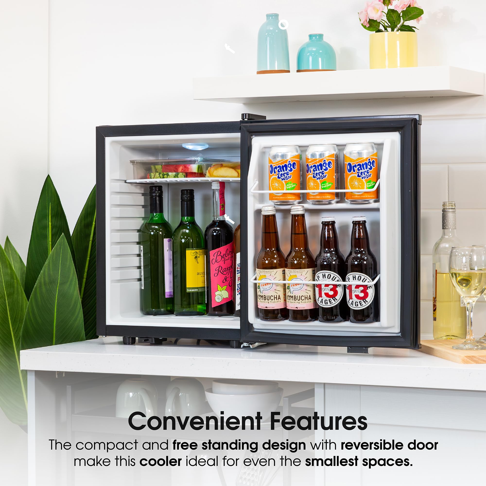 Abode Quiet Mini Cooler 25L Thermoelectric for Drinks with Adjustable Thermostat, Portable in Black, Compact For Bedroom, Home, Caravan with Reversible Door A25THBC102B — view 7
