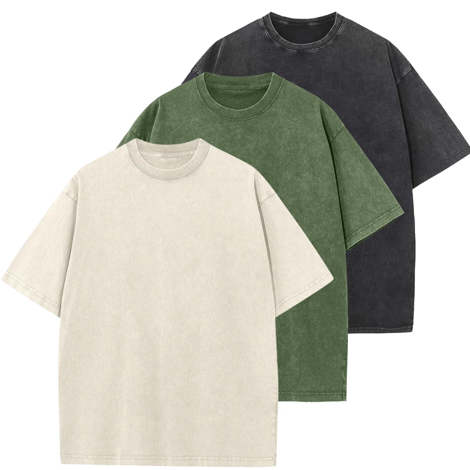 Oversized T-Shirt für Herren Heavy Baumwolle Regular Fit Basic Männer T-Shirt Set Casual Sommer Tops