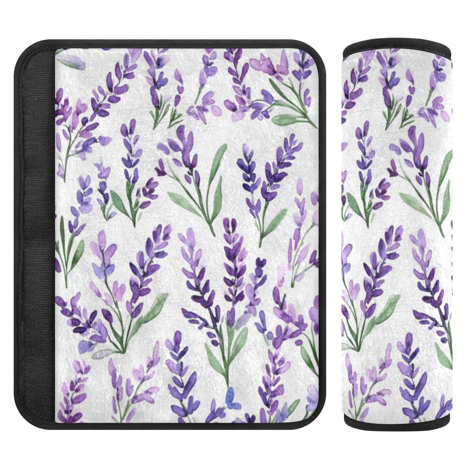 Seat Belt Covers 2 Pack Watercolor Lavender Car Seat Strap Covers Super Soft Purple Car Seat Neck Cover for Boys Girls Adults Babies M