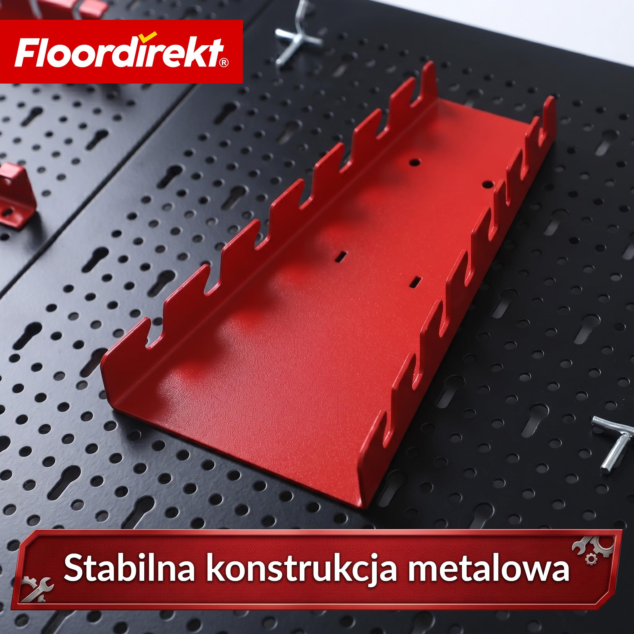 Floordirekt Narzędzie ściana perforowana z metalu 240 x 60 cm, płyta perforowana – zestaw 6 płyt, do stołu warsztatowego, garażu, wyposażenia warsztatowego