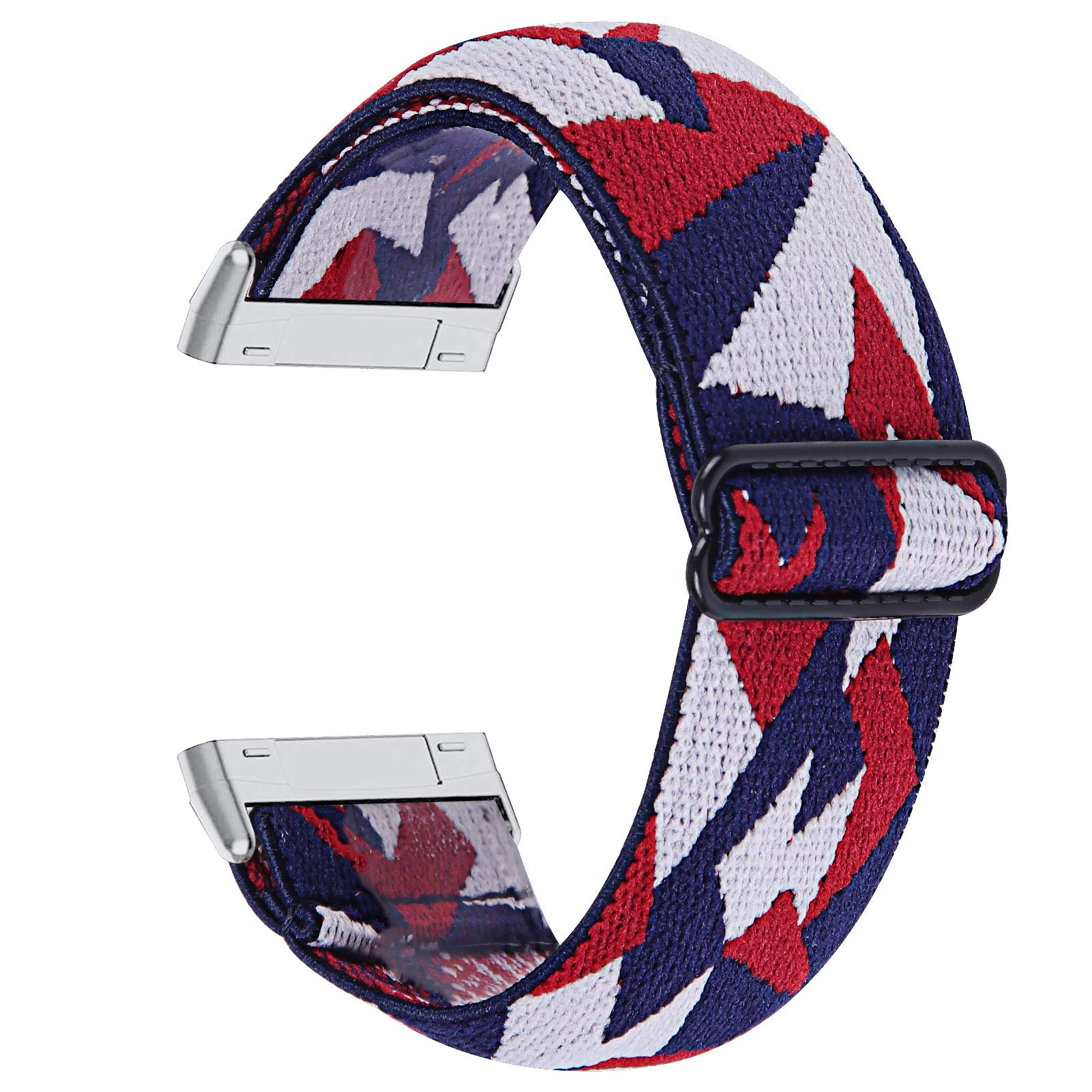 TRISTRAPS Nylon Watch Strap Compatible with Fitbit Versa 3/Sense Strap,Soft Elastic Breathable Replacement Sport Wristbands for Men/Women,18 Colours for Chosen (Blue+white+red) - Image 2