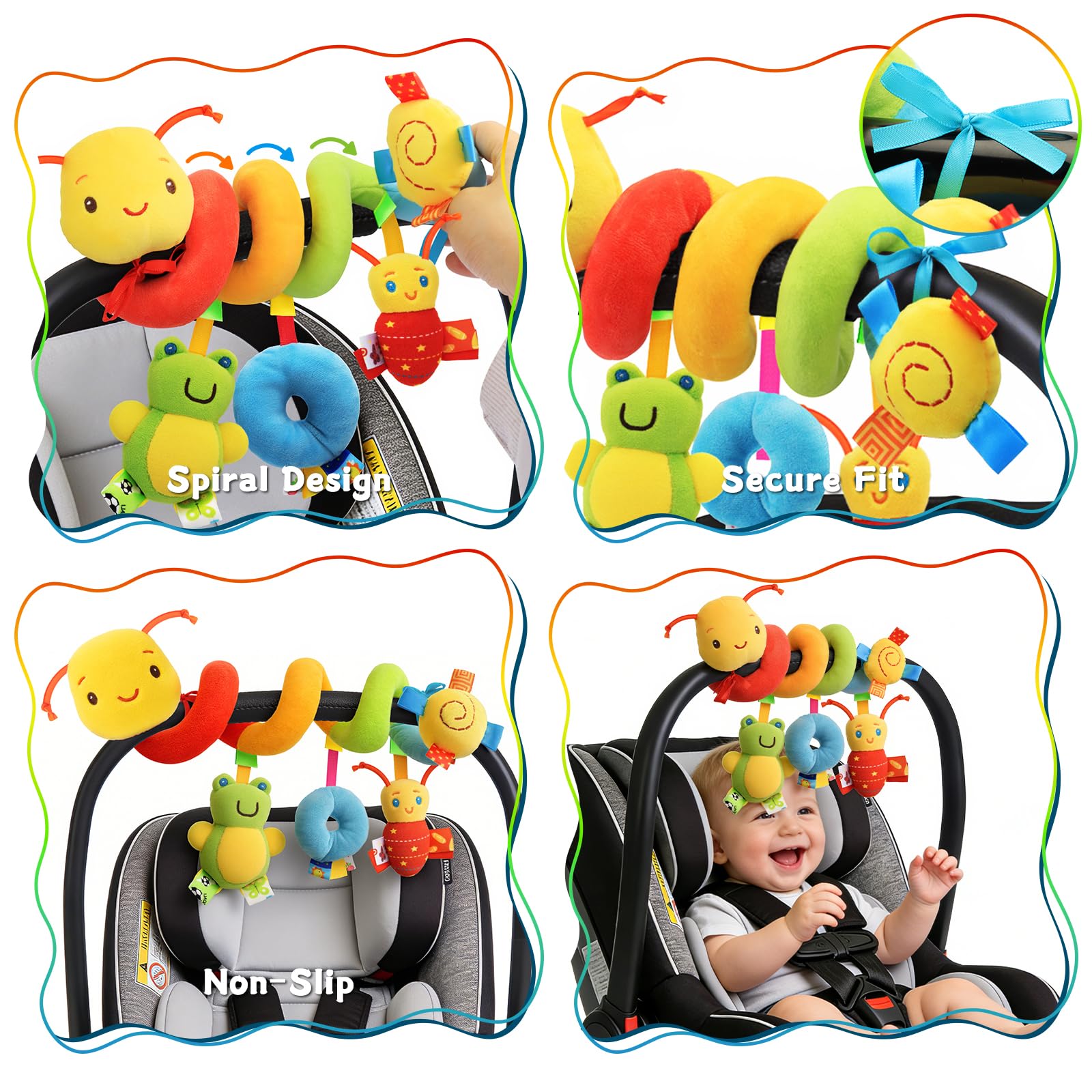 Juguete En Espiral Para Cochecito Con Elefante, Espejo Y Sonidos – Estimulación Sensorial Para Bebés De 0 A 12 Meses