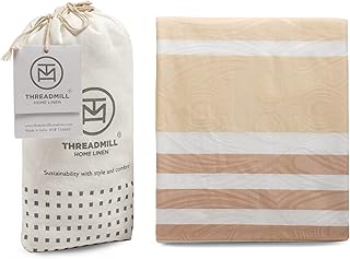 Threadmill 100% Cotton Shower Curtain 72x72 Striped Machine Washable Whi...