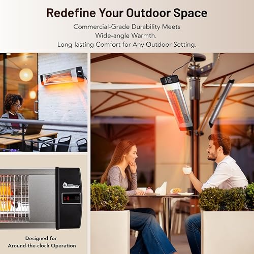 Vista 2 de Dr. Infrarrojo DR-238 - Calentador de pared o techo infrarrojo de carbono de 1500 W con control remoto (plateado)