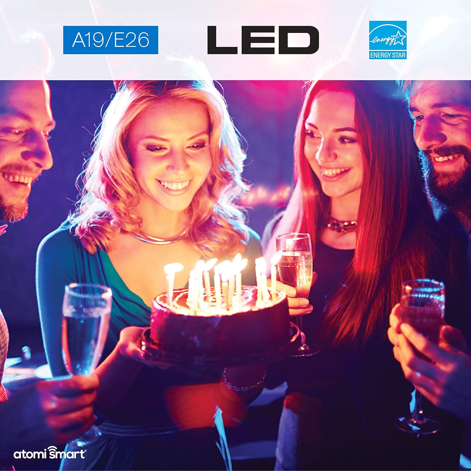 Flash Deals - 50% OFF Atomi Smart Color Changing Light Bulb & Smart LED Bulb Hue (2500K-9000K), Dimmable 60W Eq, | WiFi Control with iOS and Android App, Voice Control with Alexa, Google Great Color Lights for Bedroom