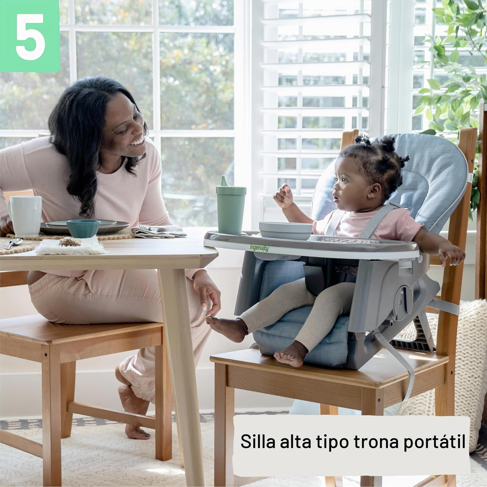 Ingenuity, Trona, Silla para Bebés 7 en 1 Proper Positioner, Asiento Infantil y Mecedora Extraíble, Unisex, Para 0-36 Meses