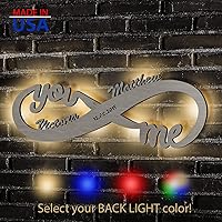 Vista 2 de Decoración de pared infinito, luz nocturna LED personalizada de madera, nombres de parejas, letrero infinito para San Valentín, boda, aniversario