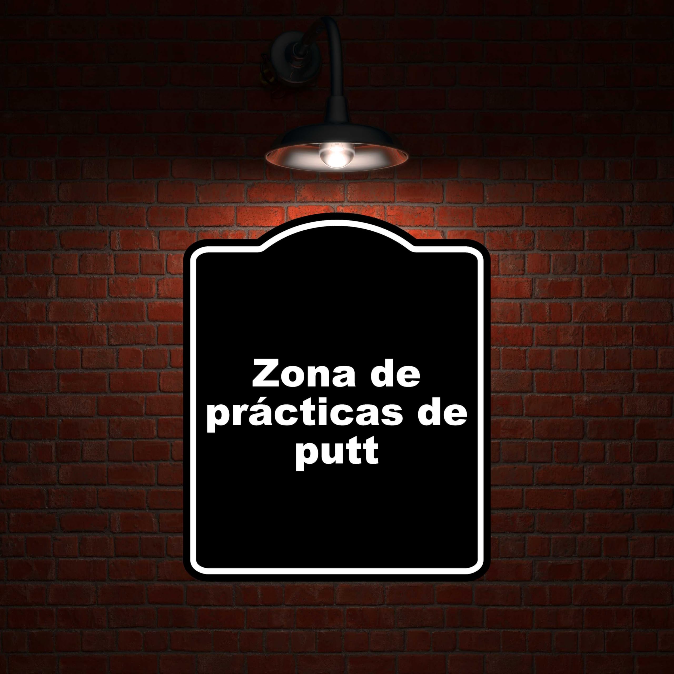 Zona de prácticas de putt BLACK Aluminum Composite Sign 15 x 18 inches