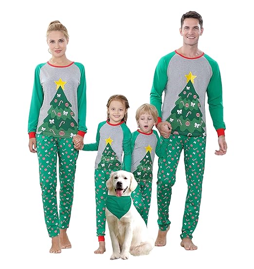 Benaive Matching Family Christmas Pajamas Set Boys Girls Holiday Pjs for Women Men Sleepwear