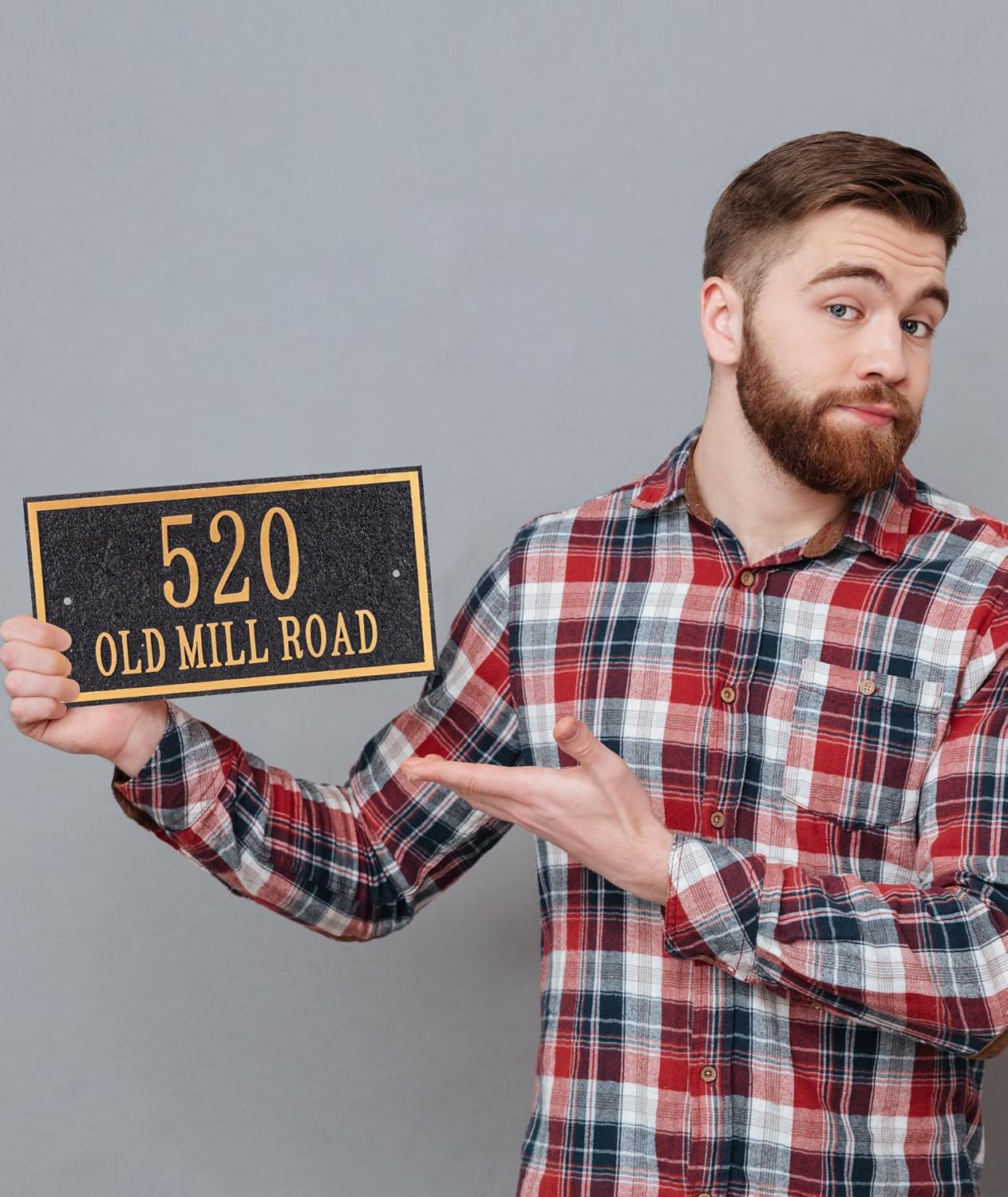 Custom Address Plaque Sign, Address Numbers Signs Plate for House Outside Yard,Apartment,Office,Mailbox,Street,Garage,911 Visibility Signage (Style 1,Black/Rose Gold)
