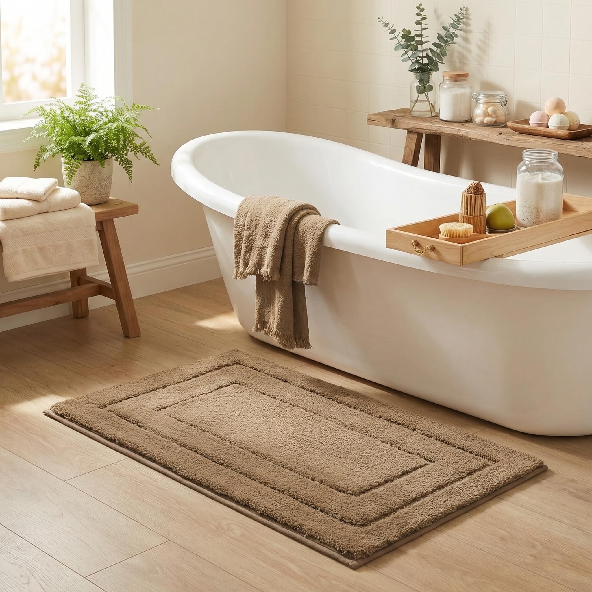 Photo 1 of GRANNY SAYS Bathroom Rug Mat, Bath Mats for Bathroom Non-Slip, 24" x 36", Super Soft and Water Absorbent, Microfiber Bath Rugs, Machine Wash Dry, Large Bath Rugs for Floor, Champagne