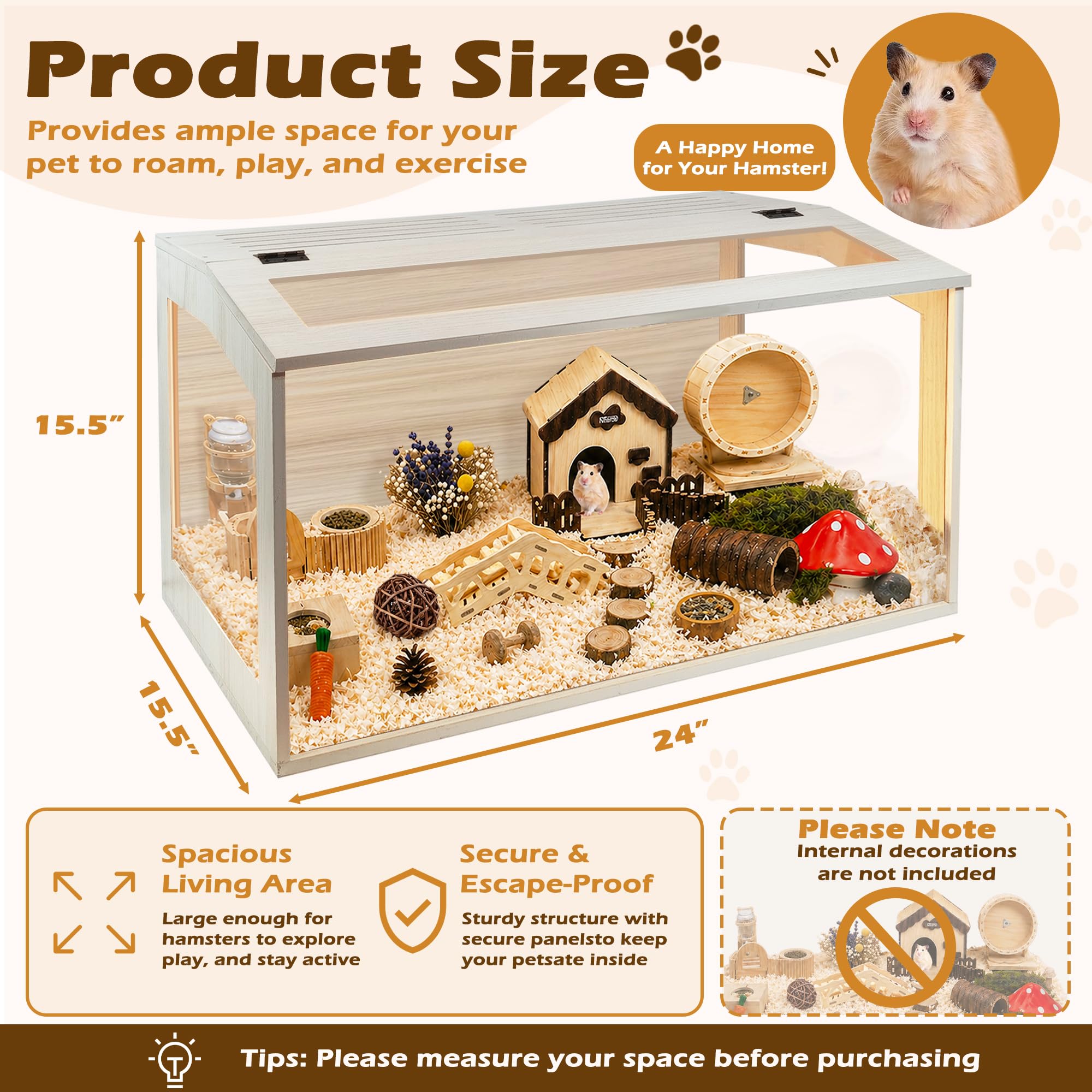 Amazon | PROLEE ハムスターケージ 噛み防止ウッドトップ付き