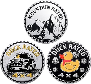 3 Pcs Duck Badge Rated Metal Automotive Badge 3D Metal Car Badges Emblems Round Emblem Decals Stickers with Vehicles Trucks SUV RV Decoration