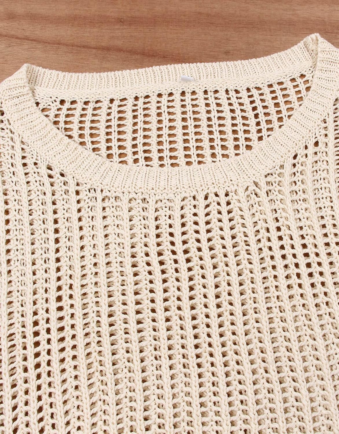 Alsol Lamesa Women's Plus Size Crochet Tops Short Sleeve Hollow Out Loose Scoop Neck Beach Crochet Cover Up 1X-5X - Image 5