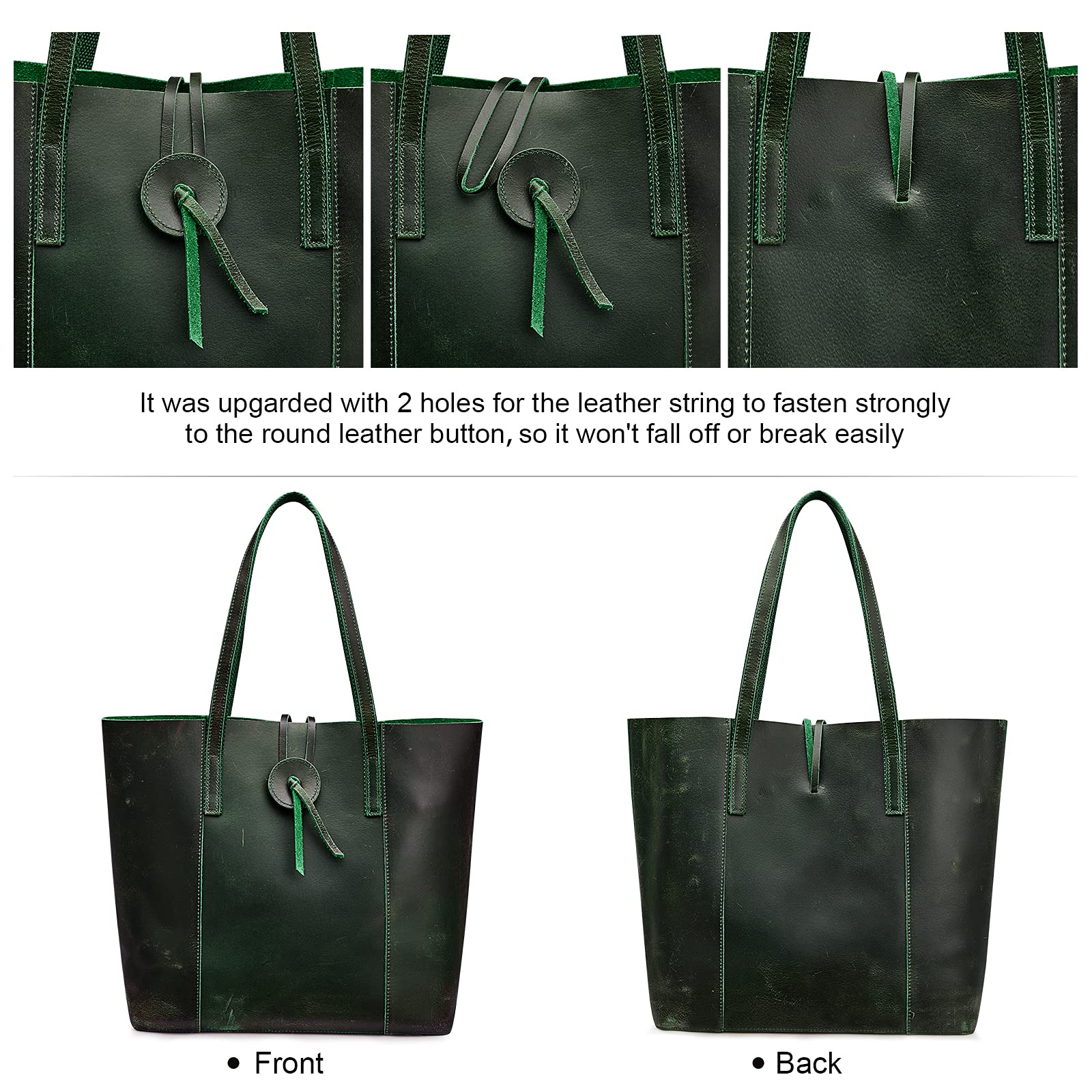 S-ZONE Vintage Genuine Leather Tote Bag for Women Large Shoulder Purse Handbag