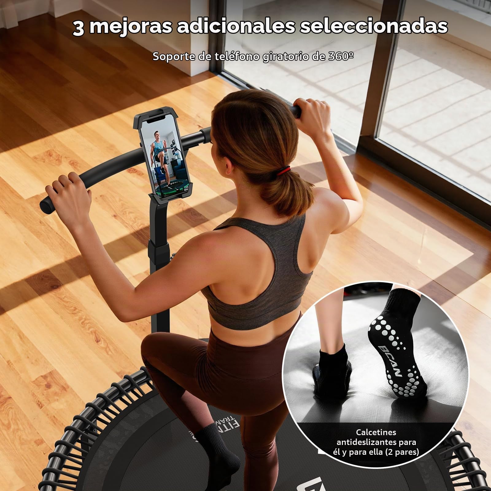 B BCAN BT4 - Cama elástica elástica suave para adultos de 102 cm, capacidad de 227 kg, cuerdas elásticas de tensión ajustable, marco de una sola pieza (calibre 16), soporte para teléfono y 2 pares de
