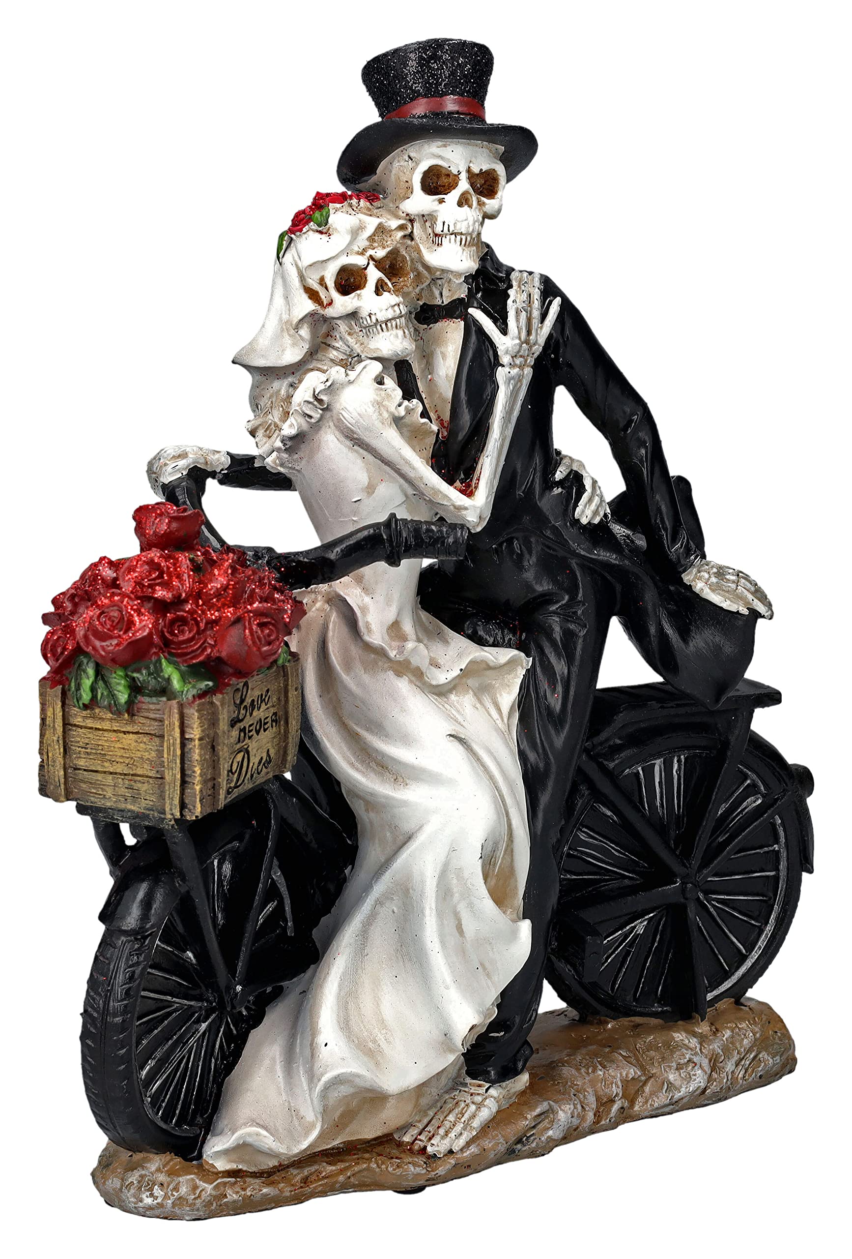 Pacific Giftware Skelett Figuren Braut & Bräutigam mit Fahrrad | Brautpaar Geschenk Hochzeit