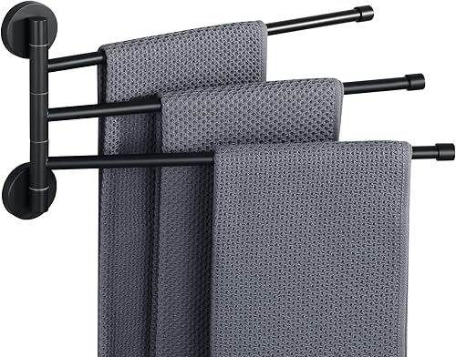 Alise Toallero giratorio, barra de toalla plegable de 5 brazos para baño, estantes de secado de montaje en pared para lavandería, soporte de toalla