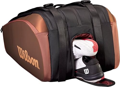Miniatura 6 de WILSON Pro Staff V14 Super Tour - Bolsa para raqueta de tenis, color marrón, con capacidad para hasta 15 raquetas