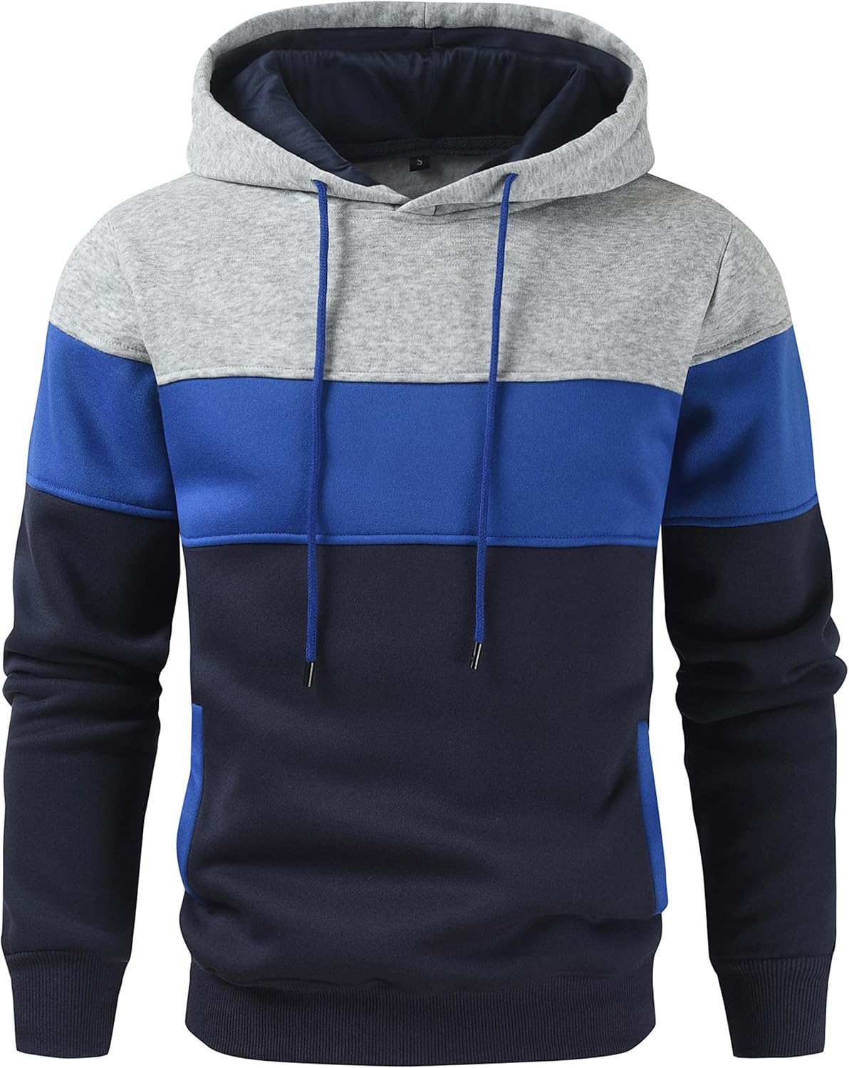 Men's Novelty Color Block Pullover Hoodie Casual Fleece Long Sleeve Hooded Sweatshirt