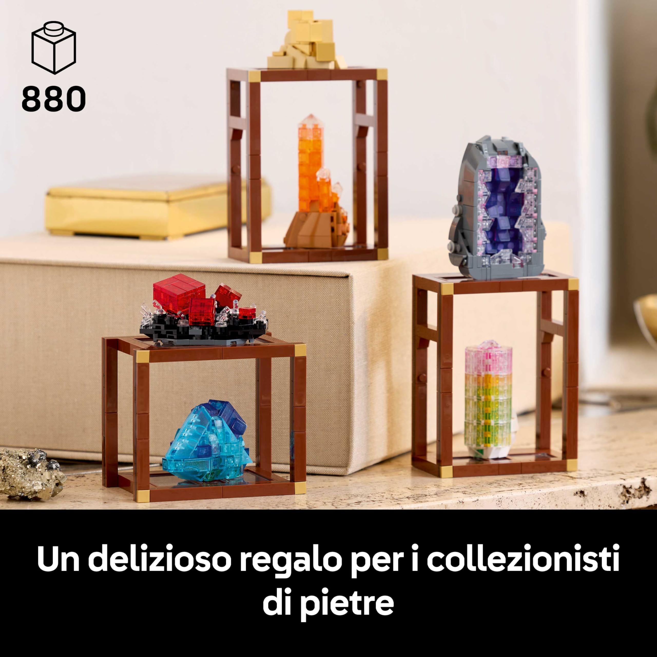 LEGO Ideas Collezione di Minerali - Costruzioni per Adulti - Modellino da Esposizione con Elementi di Cristallo tra cui Ametista, Fluorite e Quarzo, 3 Supporti - Regalo Fai Da Te - Arredo Casa 21362