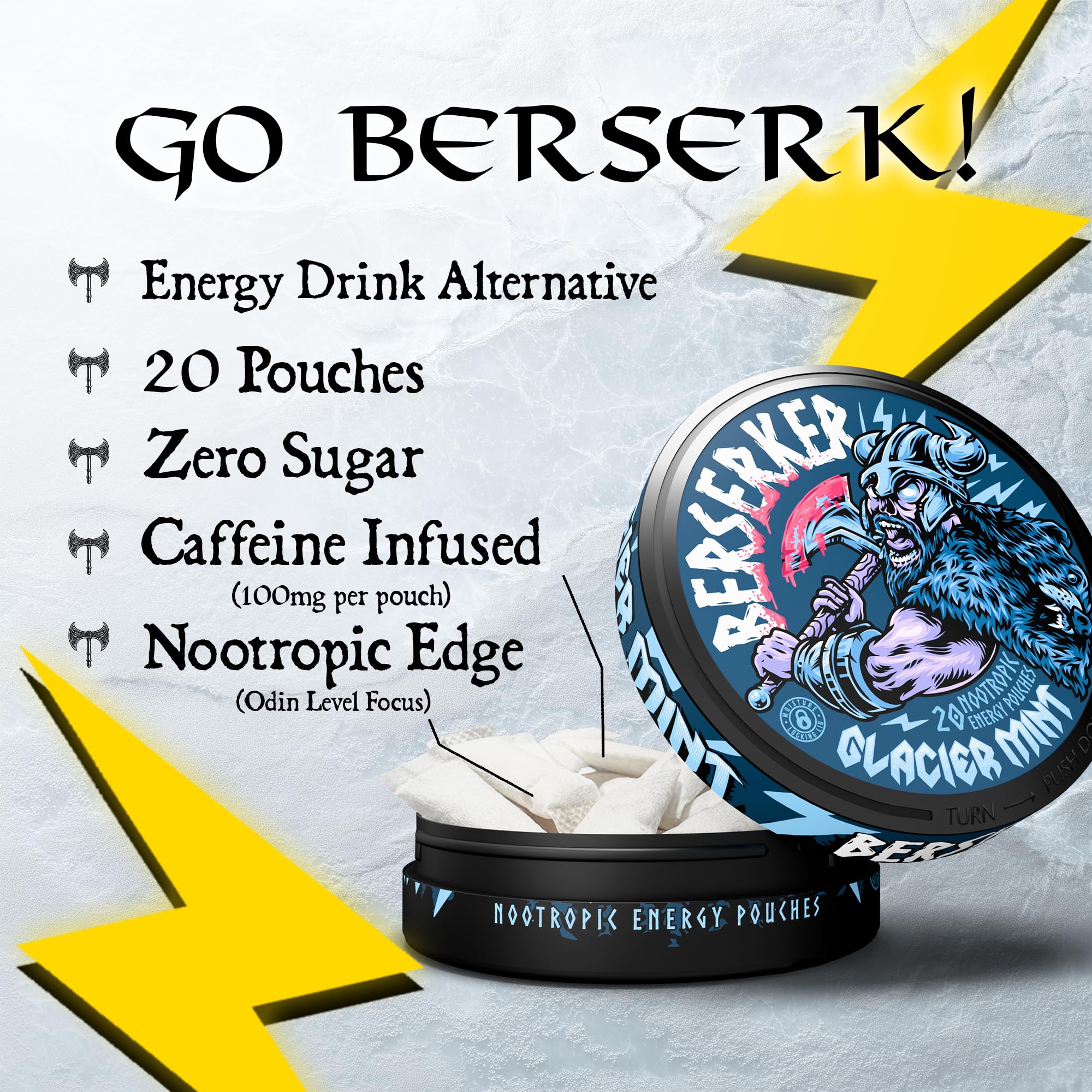 Amazon.com: Berserker Focus Pouches - Glacier Mint - Caffeine