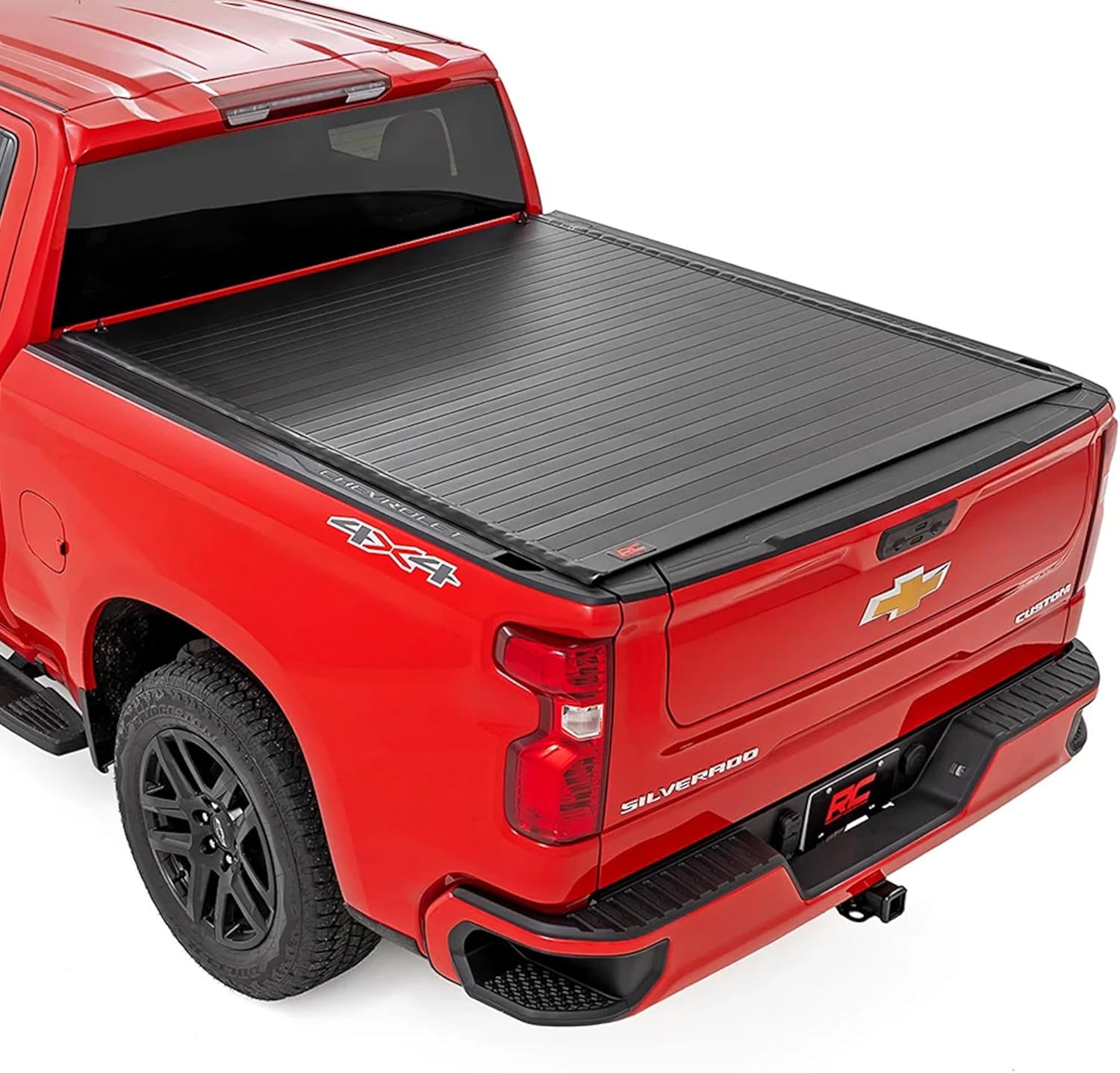 Rough Country Hard Roll Up Tonneau Cover for Chevy Silverado & GMC Sierra 1500 (2019-2026) – Aluminum Slat, No-Drill Install, Fits 6'7" Standard Bed