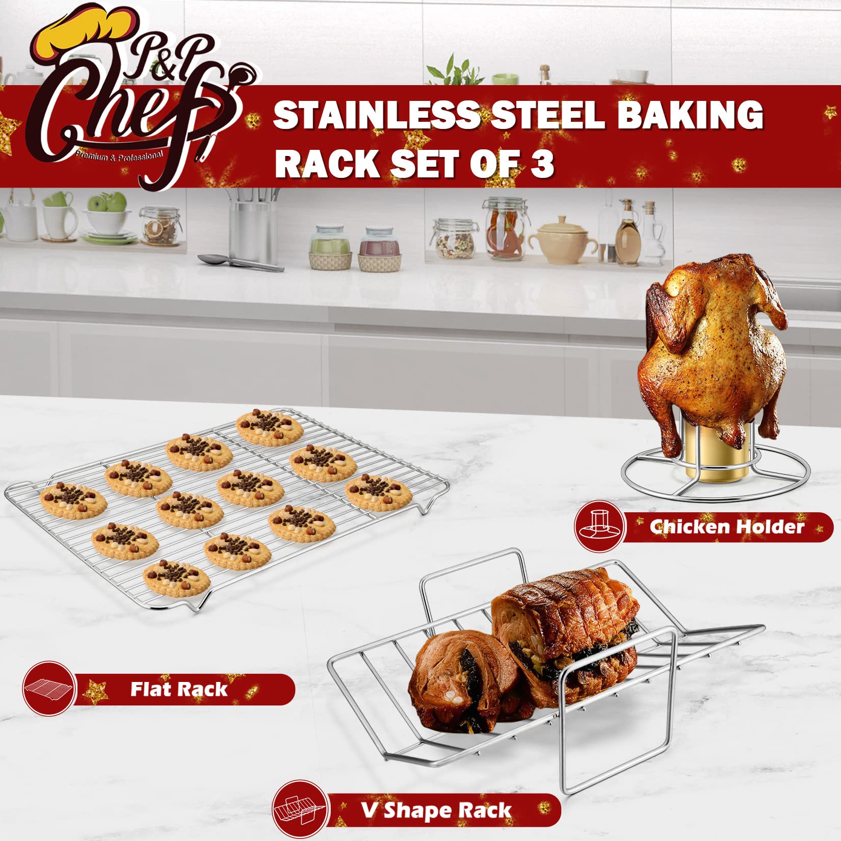 Mini Roasting Rack P&p Chef Buy 100% Stainless Steel Roasting & Cooling Rack, Small Baking ...