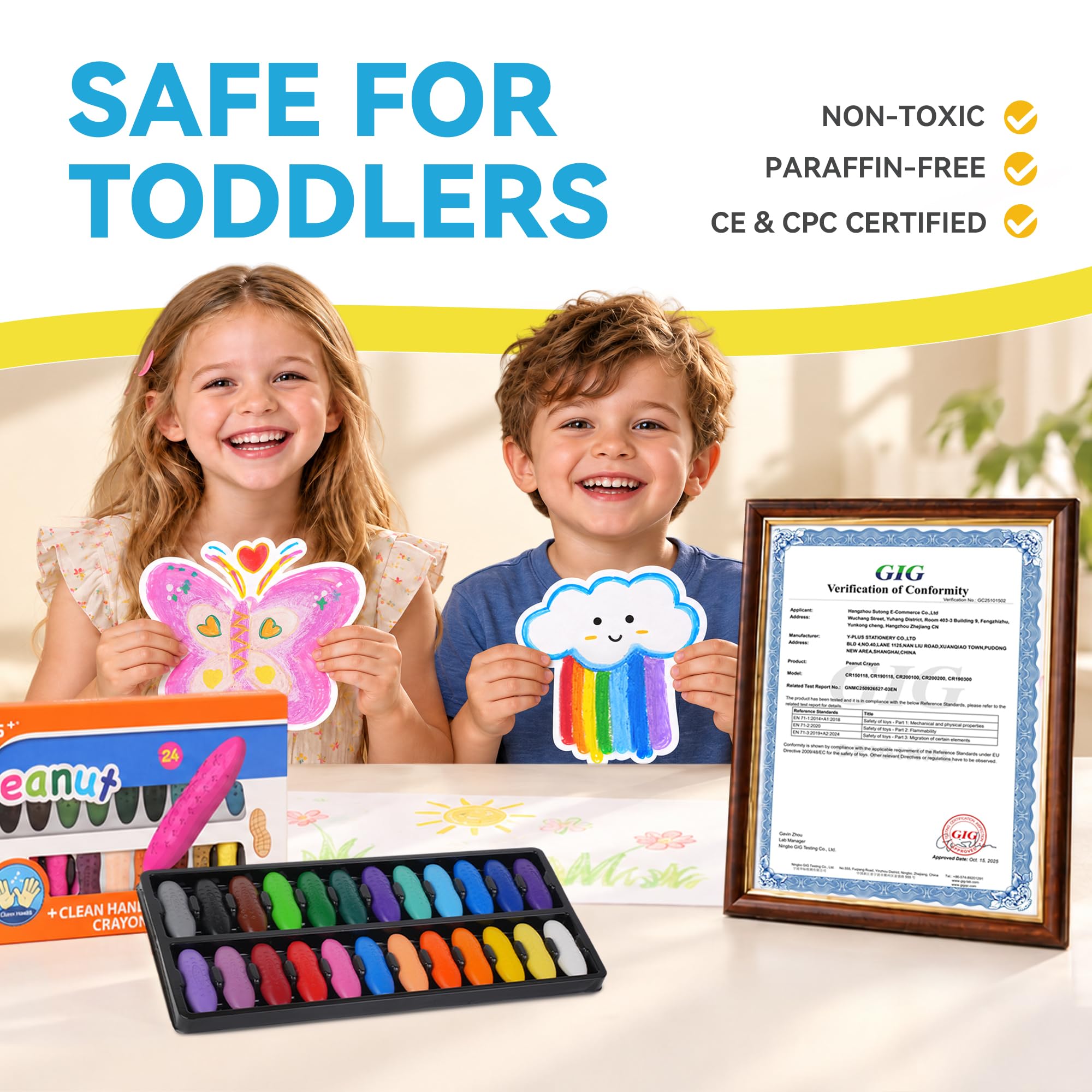 YPLUS Peanut Crayons for Toddlers - Non-Toxic & Washable -6