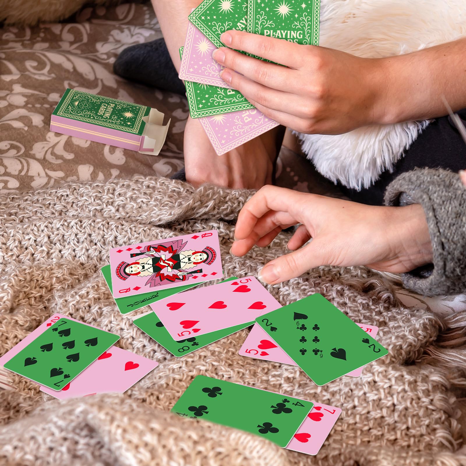 Soulchen Bruja rosa y verde jugando a las cartas, suministros de fiesta de cumpleaños para mujeres, decoraciones de cumpleaños