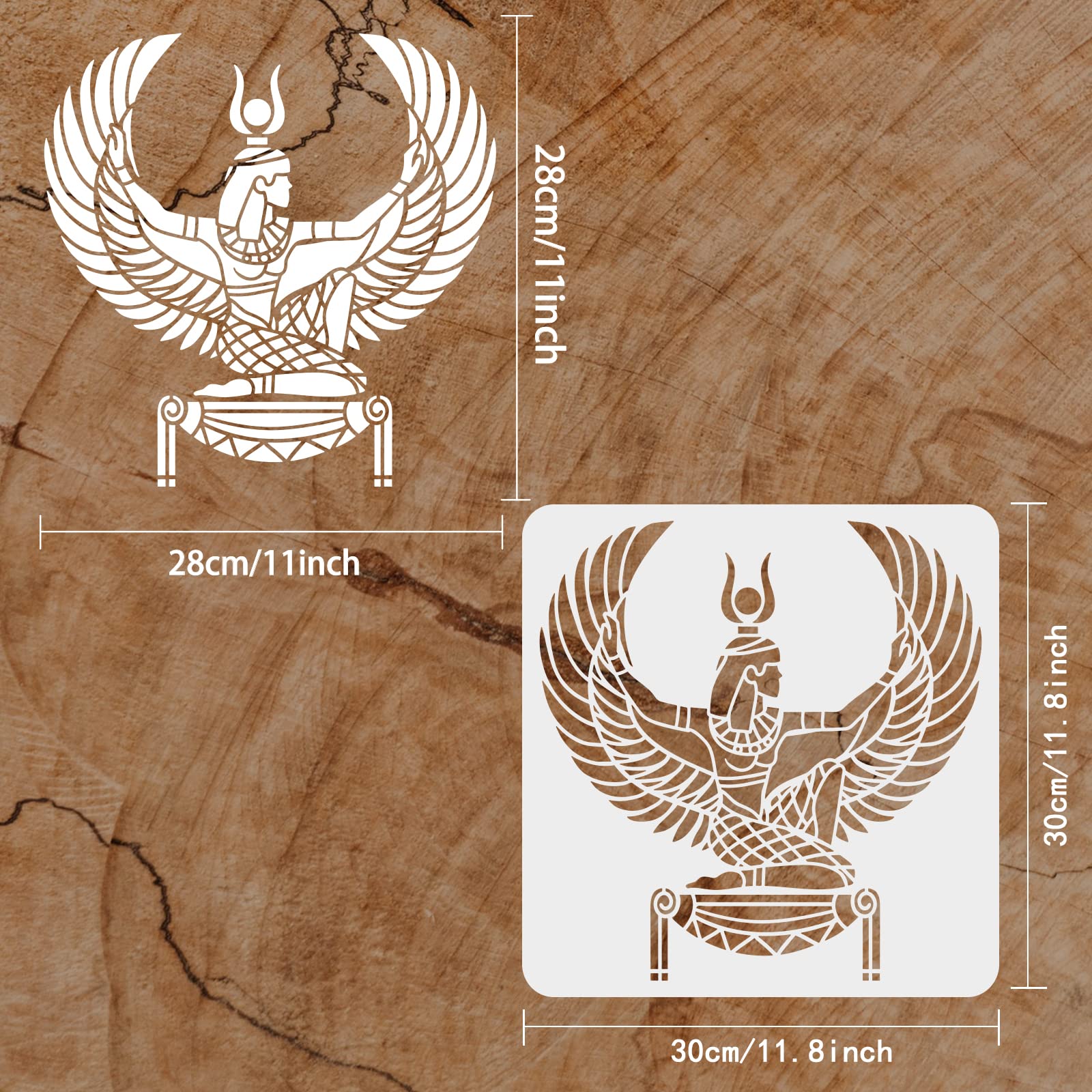 FINGERINSPIRE Stencil Per Pittura Motivi Aztechi 15x30cm Con Pennello - Pesce, Sole, Uccello - 3
