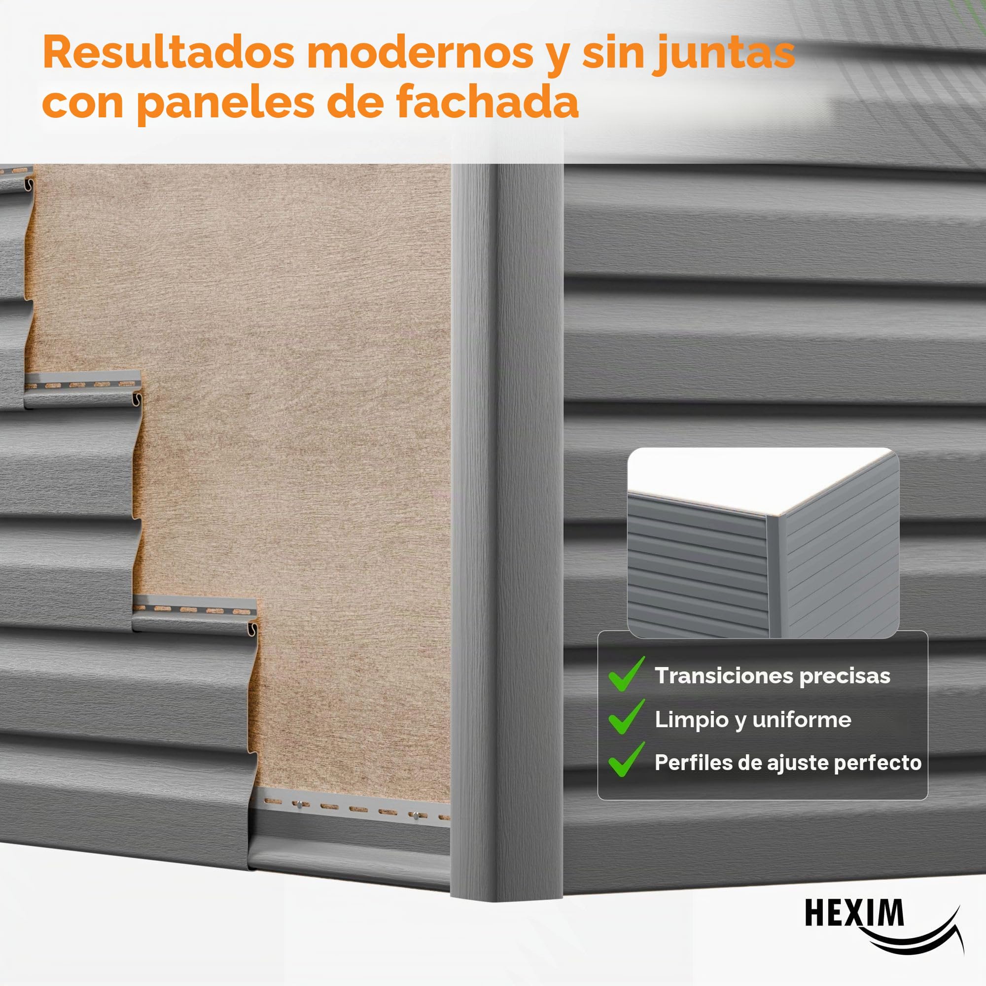 HEXIM Revestimiento de Fachadas, Paneles de Plástico, Revestimientos de Vinilo, Revestimiento de Pared Exterior, Resistente a UV, Siding PVC-U - (24 paneles grises) 9,84 metros cuadrados
