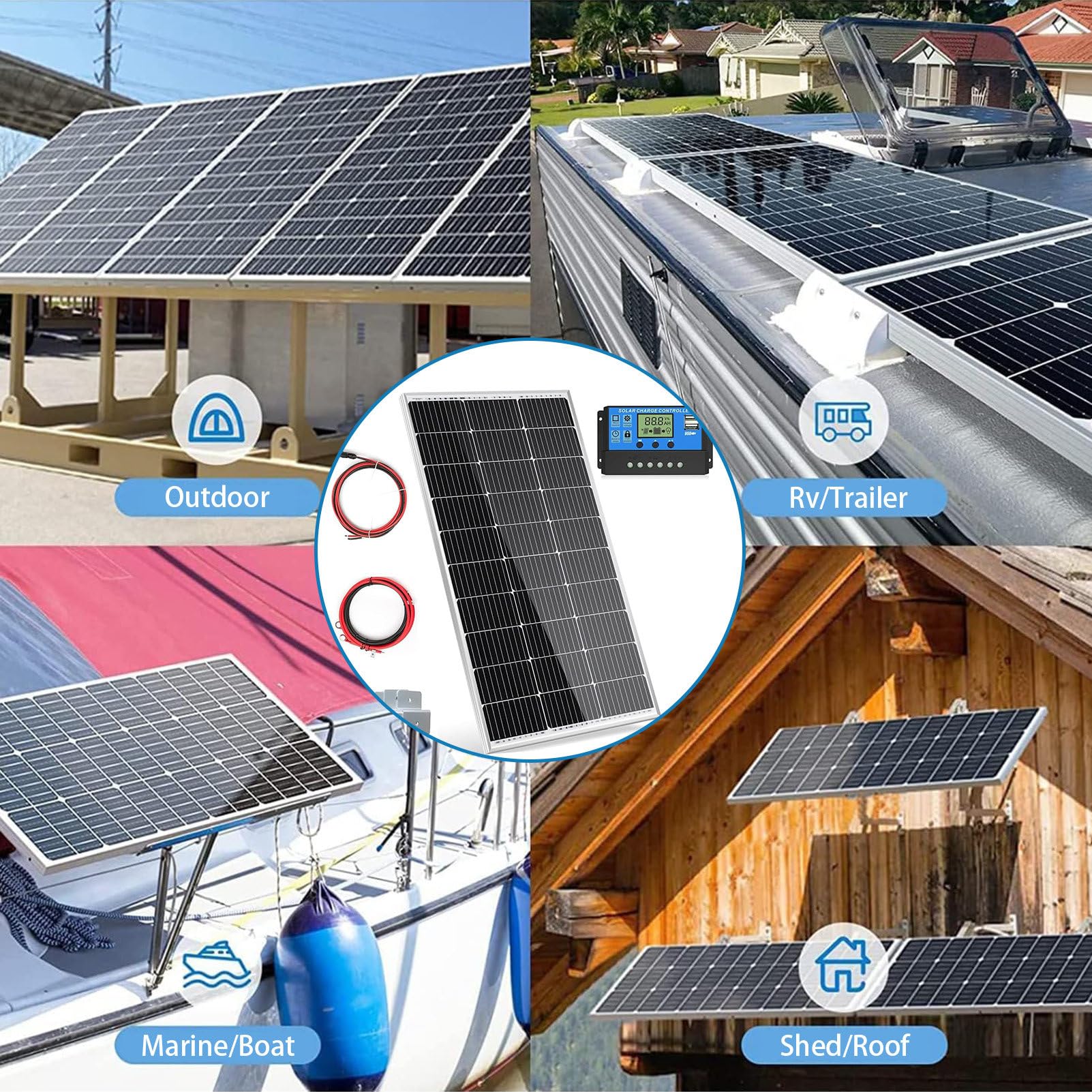 Pannello Solare, Pannello Solare Flessibile Kit, 400w, con 20a Regolatore Solare, Impermeabile IP68, per Camper,Roulotte,Barca E Batteria di Ricarica. 4×200w