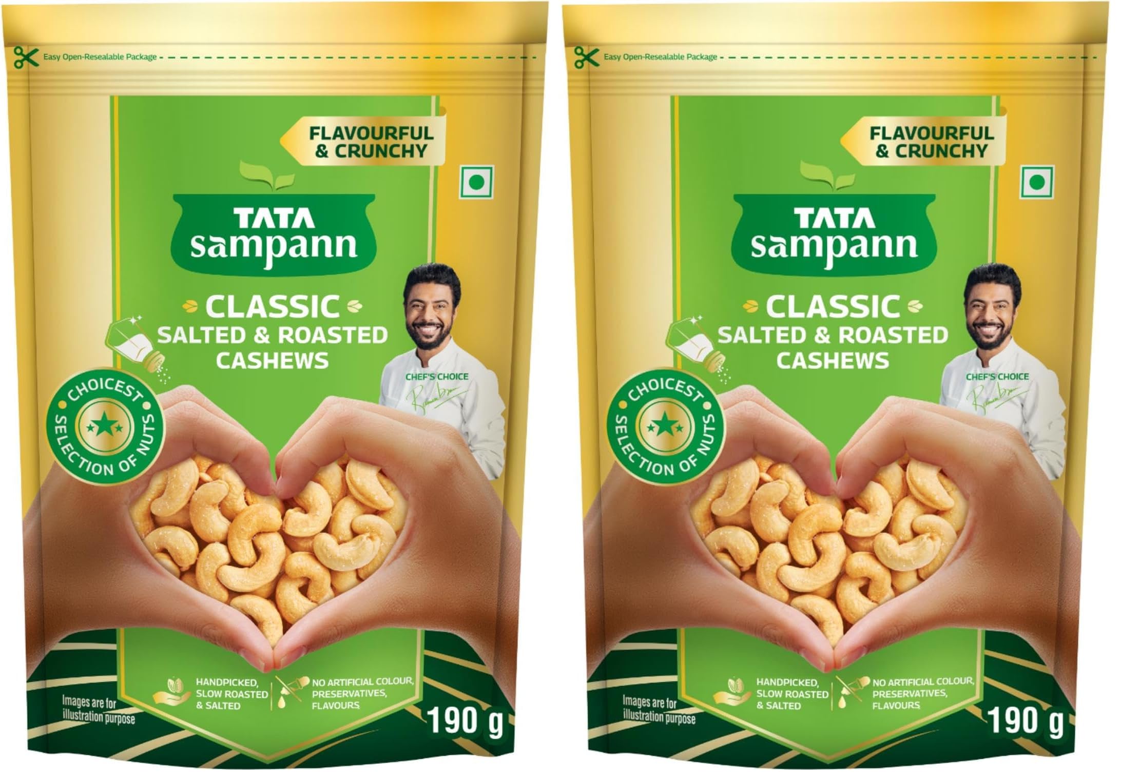 Tata Sampann Classic Salted & Roasted Cashews/Kaju, Flavourful & Crunchy Snack Handpicked, Salted & Slow Roasted Cashews Rich in Protein, Magnesium, and Phosphorus, No Artificial Colours, Preservatives & Flavours, 190g-image-29