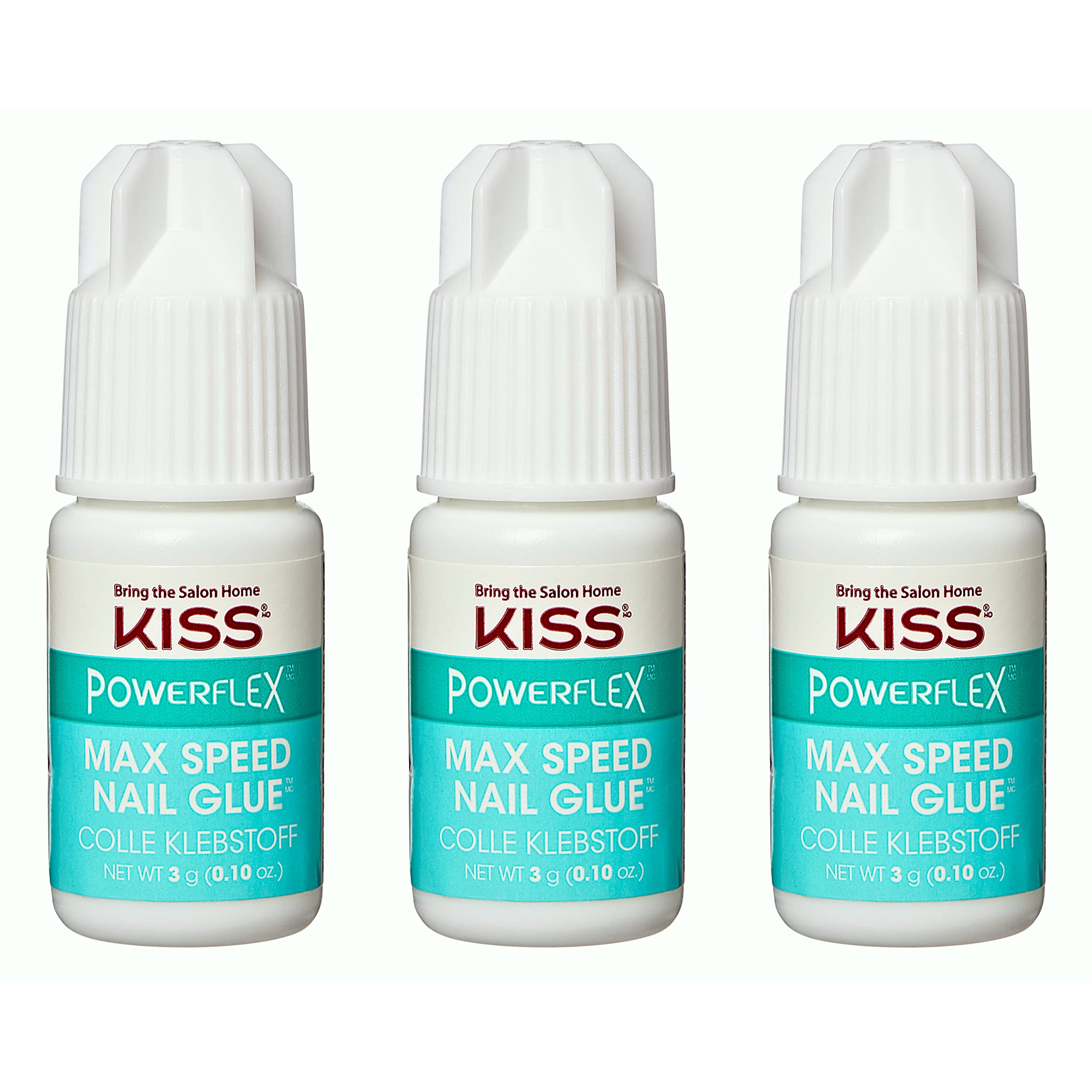KISS PowerFlex Maximum Speed Nail Glue, Ultra-Hold Super Strong Instant Bond Flex Formula, 3g Each, 3-Pack
