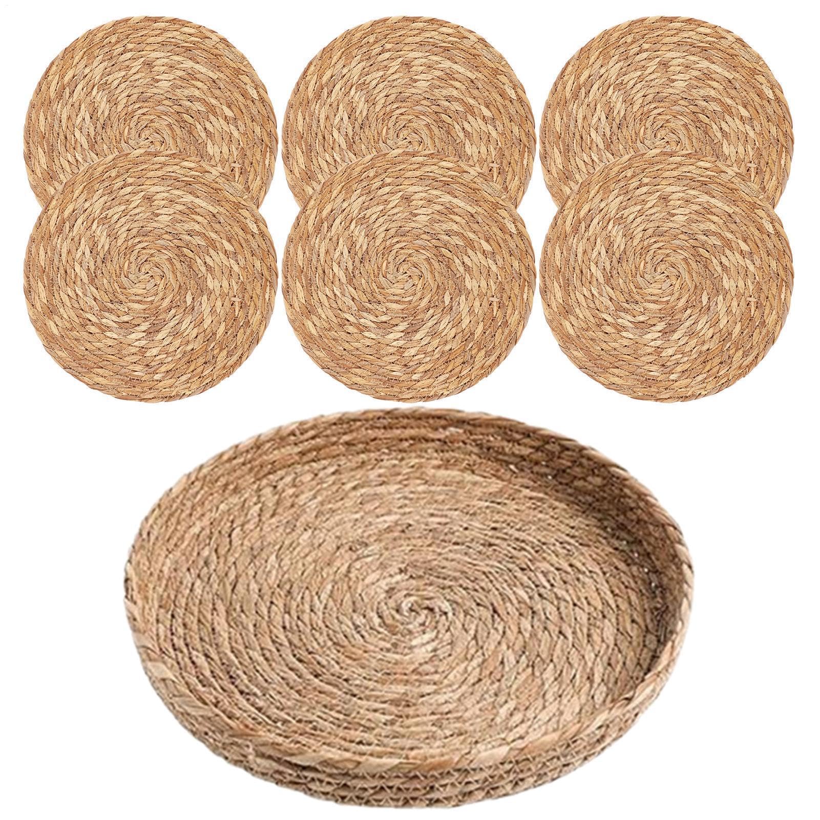 Tovaglietta In Rattan 6 Pezzi 30 cm Rattan Intrecciato A Mano Decorazioni | Set Di Tovagliette Rotonde Per Cucina Casa Patio Giardino Picnic Campeggio Matrimonio Festa
