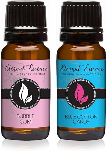 Par 2 Esencia eterna Caramelos de algodón azul y chicle de burbujas Par de aceites aromáticos de primera calidad 03fl oz