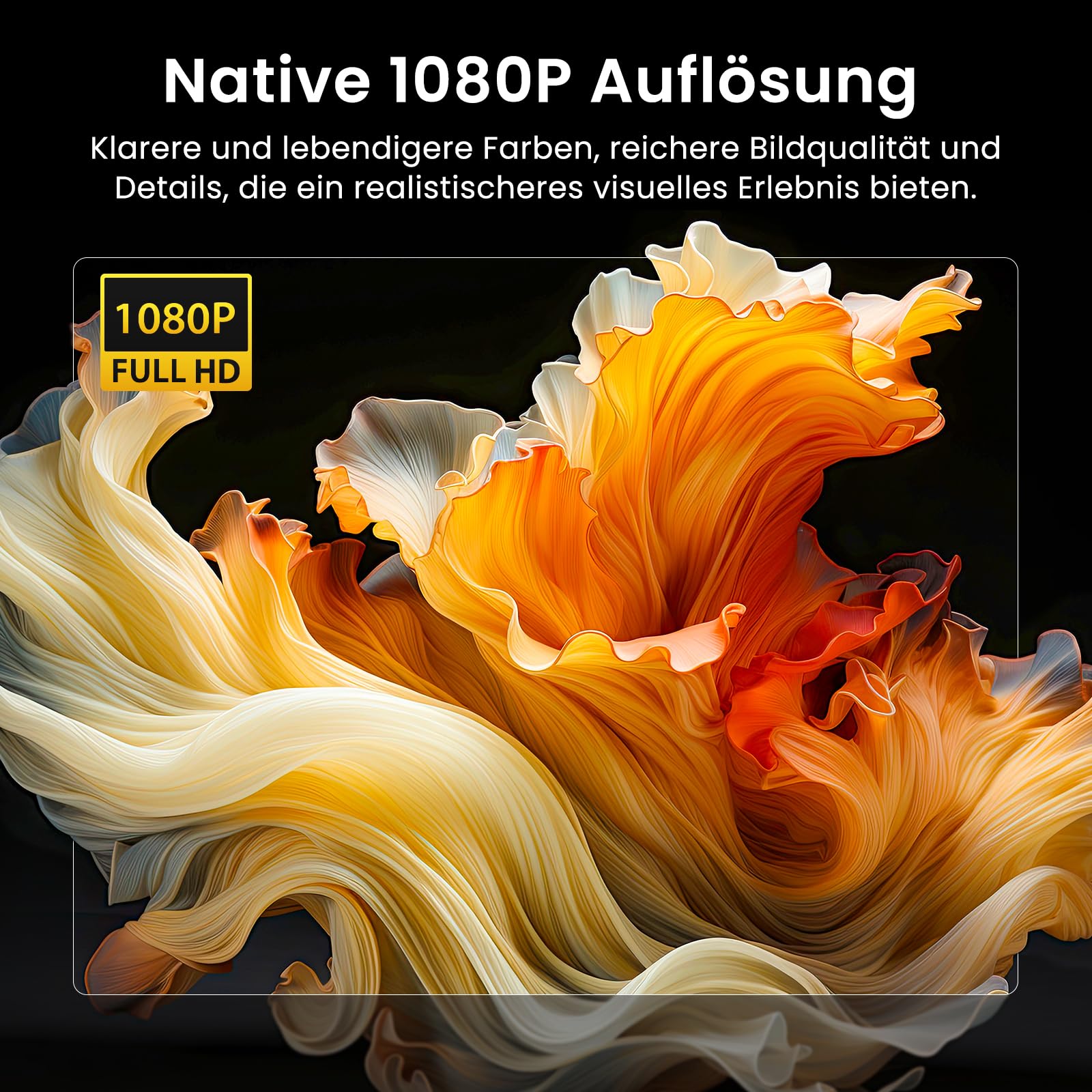 HAPPRUN Native 1080P Beamer mit Bluetooth 5.1 & Hi‑Fi Stereo