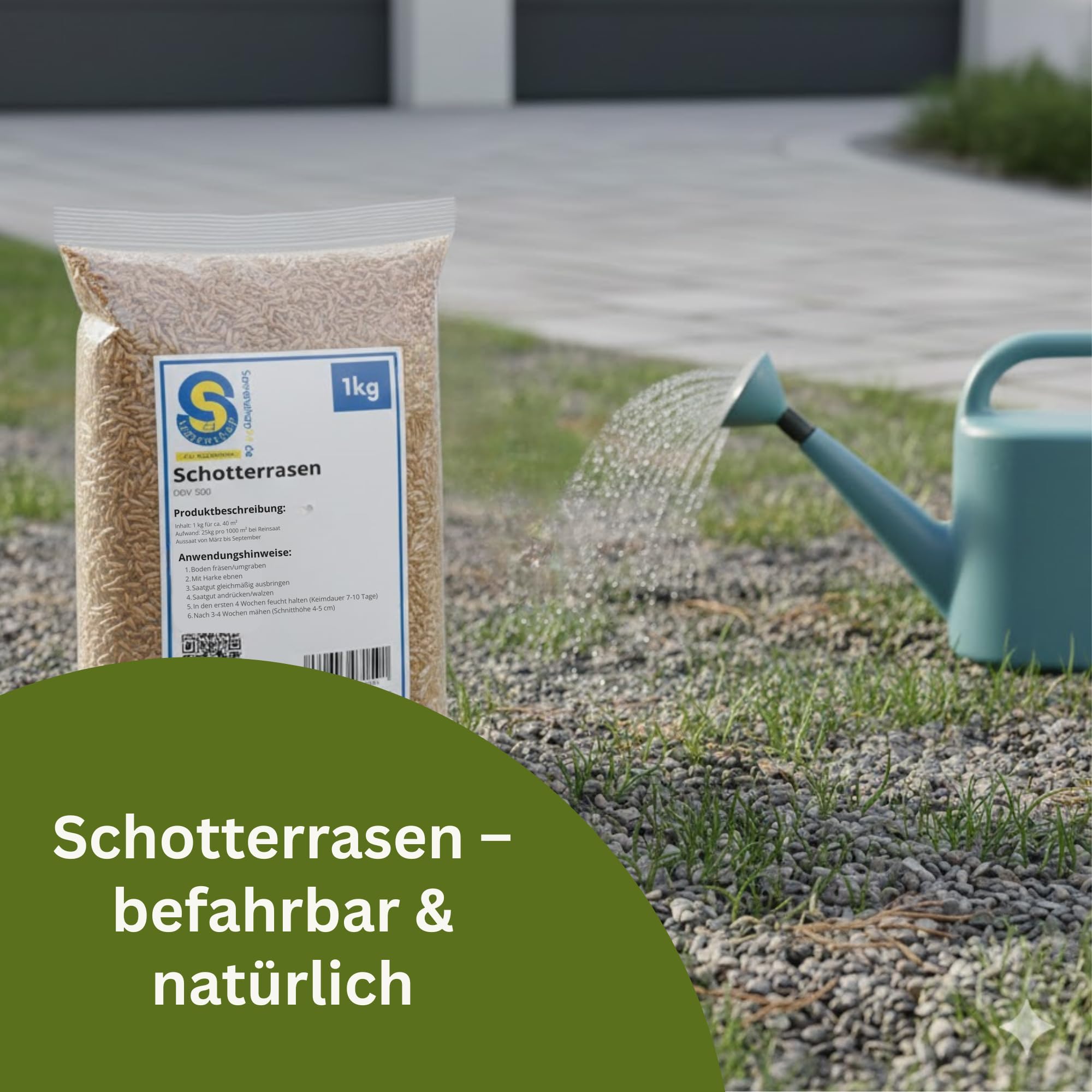 Samenshop24® DSV 530 Schotterrasen, Parkplatzrasen, Zufahrtsrasen- Begrünung (1 kg)