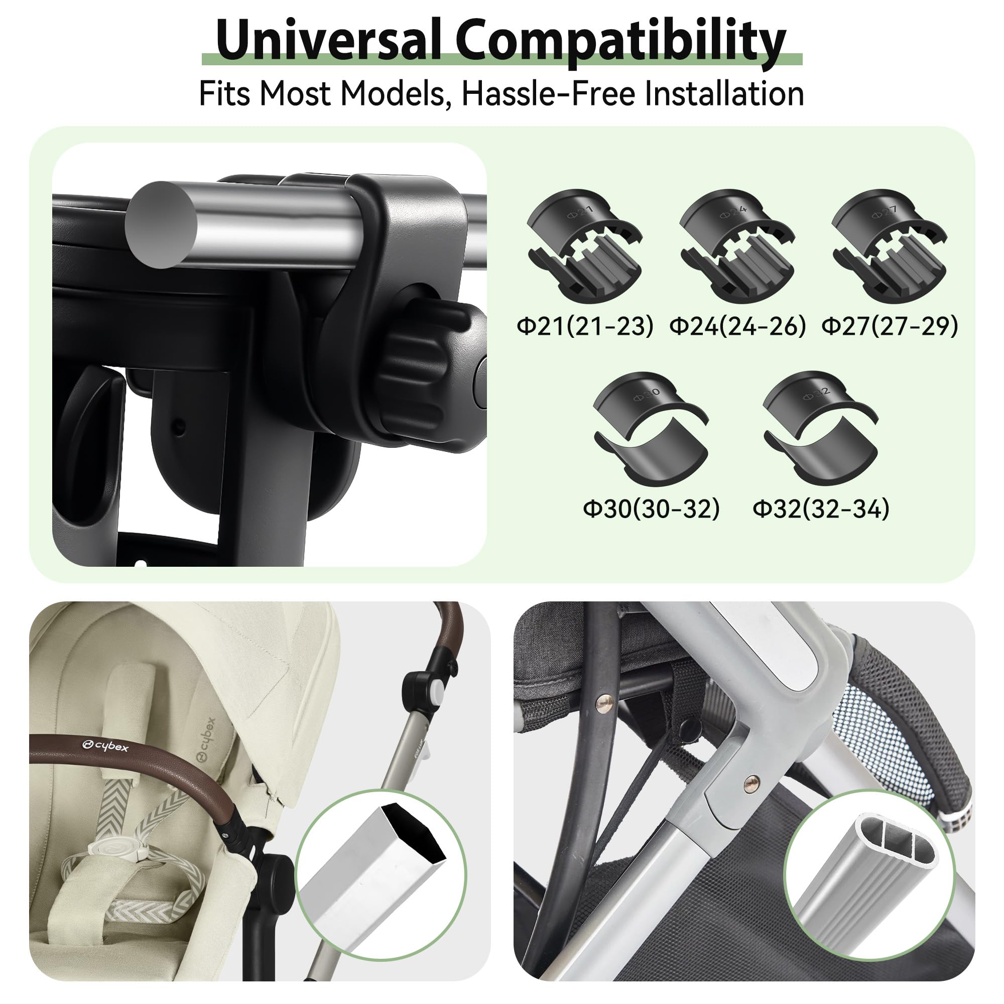 Portavasos Carrito Bebé 3 en 1, Soporte para Biberón con Soporte para Móvil - Portavasos Universal Giratorio 360° para Coches de Bebé, Bicicletas, Sillas de Ruedas - Práctico Regalo para Bebés