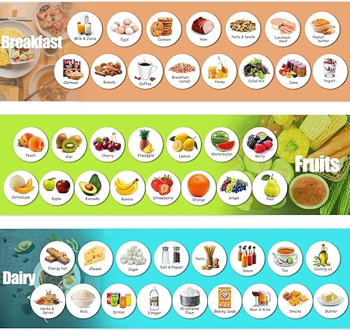 Miniatura 3 de MORCART 90 imanes de alimentos para refrigerador, lista de comestibles, lista de compras, verduras, frutas, mariscos, ensalada, carnes, condimentos,