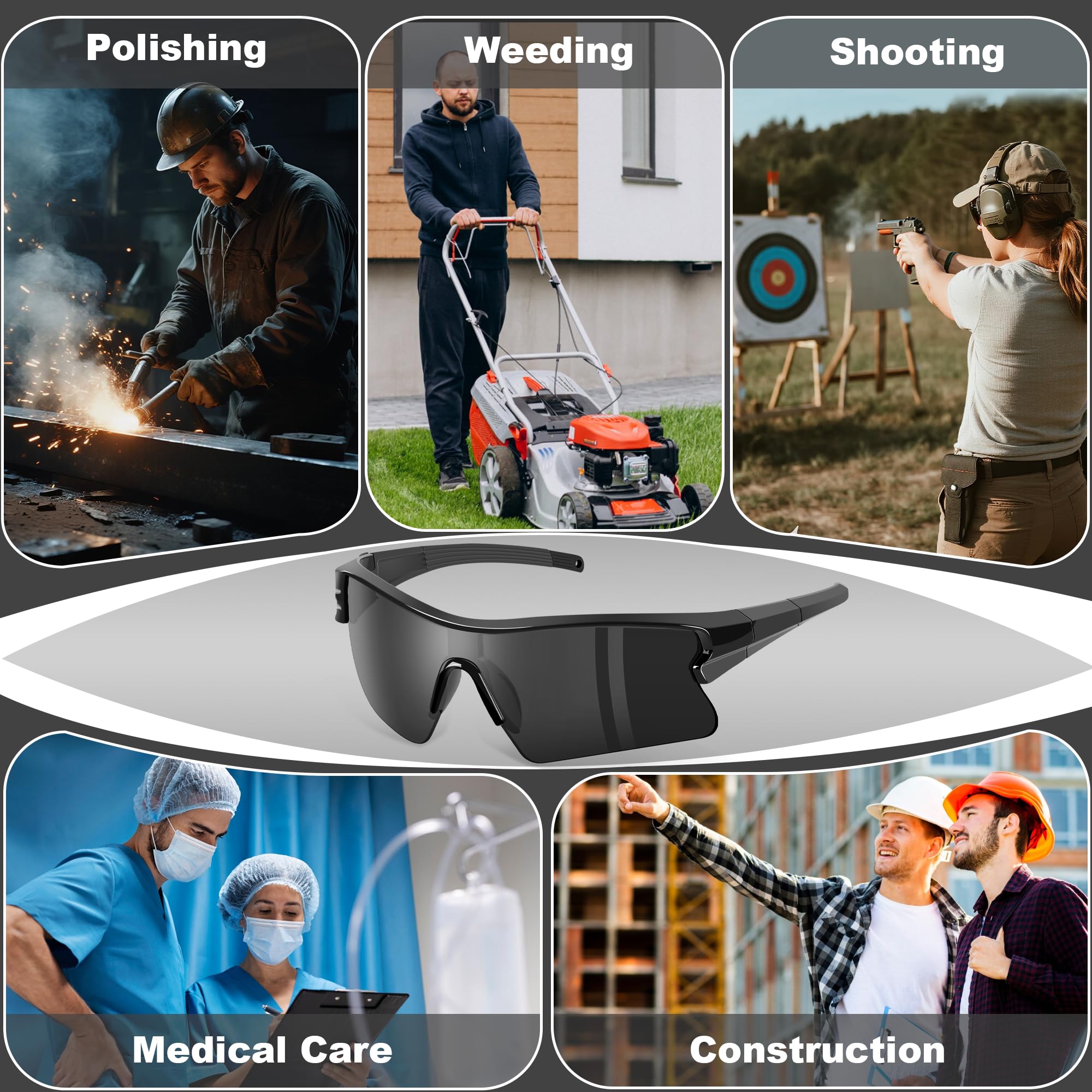 Gafas de seguridad para hombre, antiarañazos, cumple con ANSI z87+, protección UV, protección de goma antideslizante