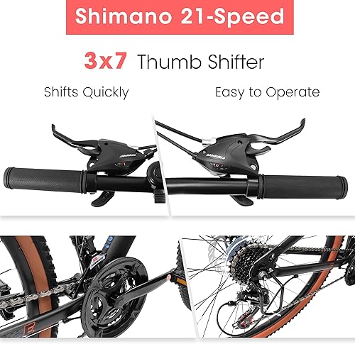 Miniatura 51 de 24/26/27.5 Inch Wheel Mountain Bike, 21 Speed MTB Bike with Full/Front Suspension, Steel Frame and Dual Disc Brakes, Adult Mens Outdoor Cycling