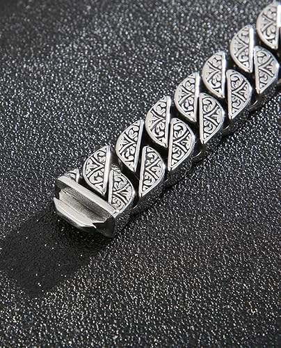 Miniatura 3 de Pulseras de plata de ley 925 italianas para hombres reales, pulsera de plata única de lujo estilo vintage para hombre, pulsera de cadena de trozos